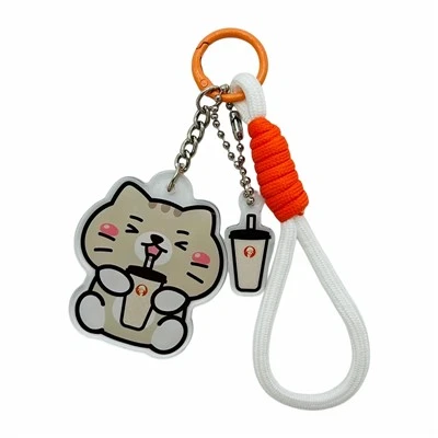 Cat Milk Tea Cup Phone Strap Keychain